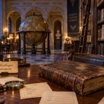 Salle d’étude de la bibliothèque patrimoine dijon, registres et globe