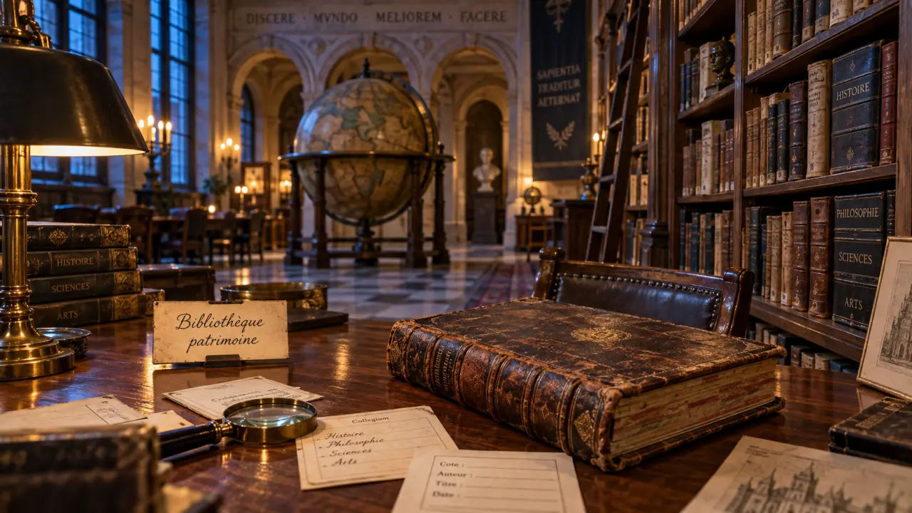 Salle d’étude de la bibliothèque patrimoine dijon, registres et globe