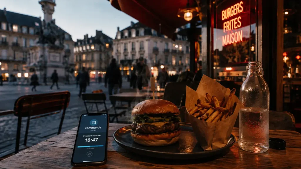 Burger place de la republique dijon : livraison et horaires tardifs, frites maison