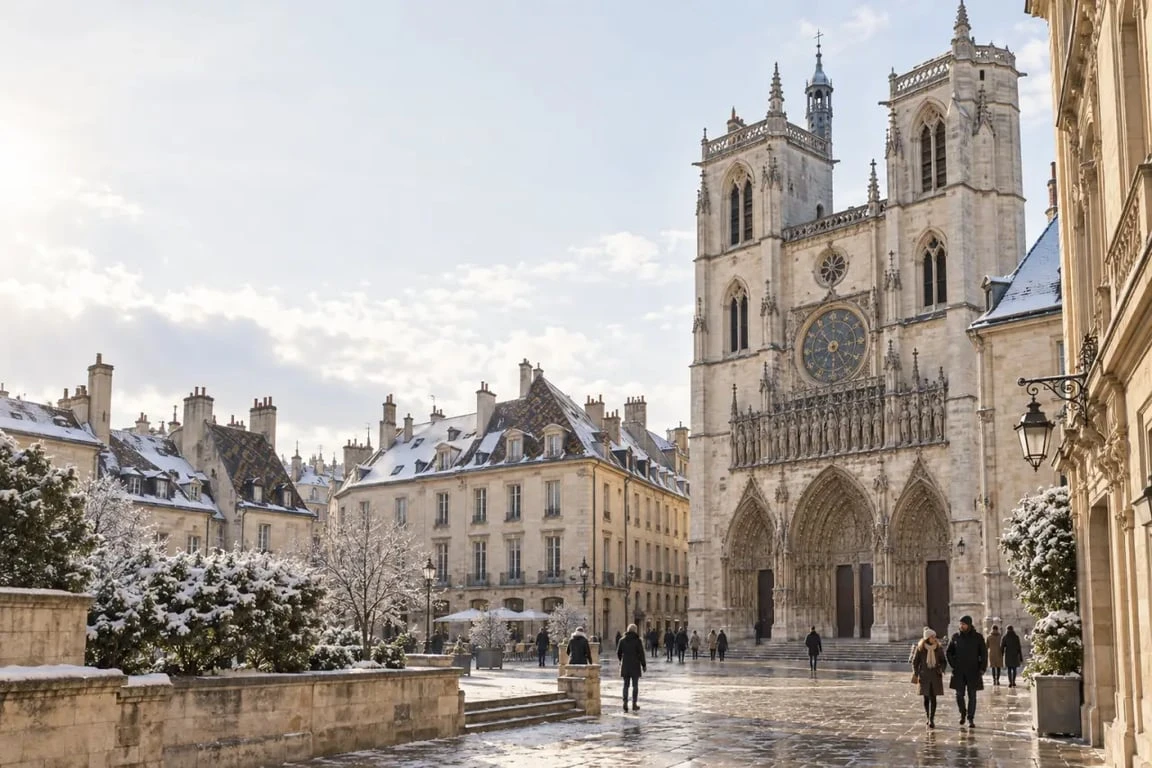 Visiter Dijon en hiver dans le centre historique autour de Notre-Dame