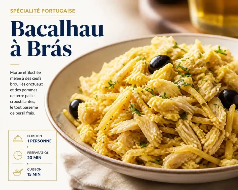 Bacalhau à Brás, plat traditionnel dans un restaurant portugais à Dijon
