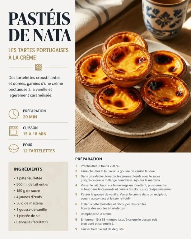 Pastéis de Nata, spécialité portugaise, dans un restaurant portugais à Dijon