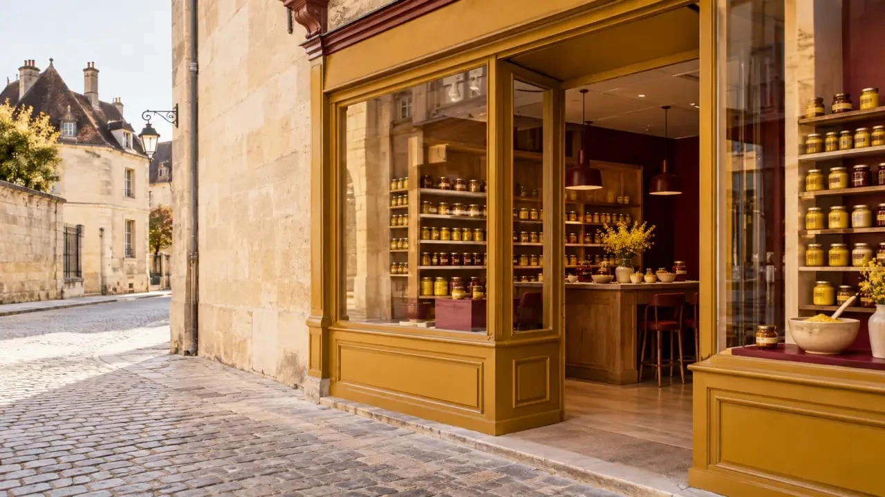 Visiter une moutarderie à Dijon dans une boutique de spécialités bourguignonnes