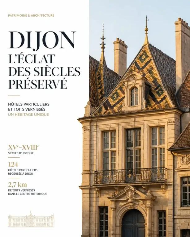 Façade d'un hôtel particulier historique à Dijon, capitale des vins de Bourgogne