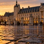 Pourquoi visiter Dijon : vue du Palais des Ducs de Bourgogne, centre-ville au coucher du soleil