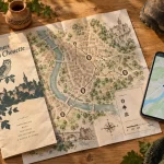 Balades Dijon : carte “Parcours de la Chouette” et boussole