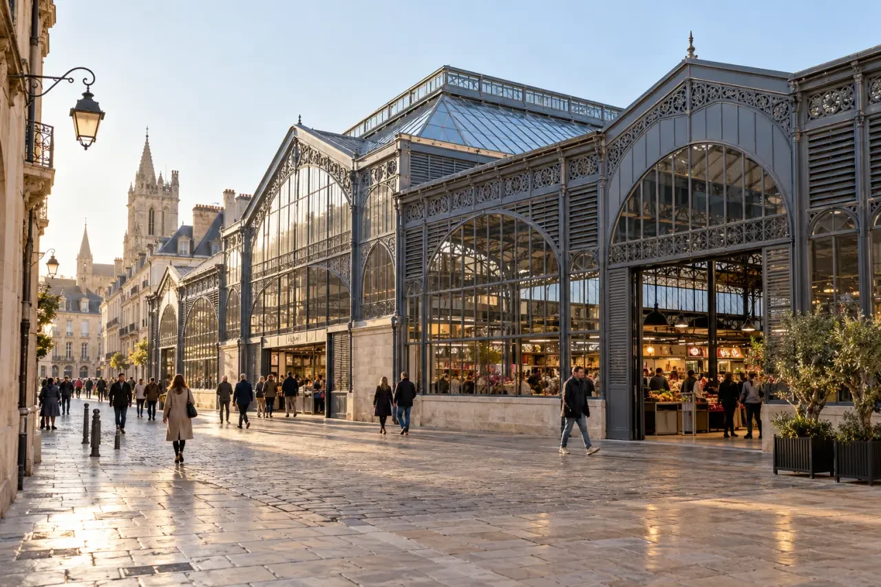 Halles de Dijon, marché couvert et architecture métallique dans le centre historique