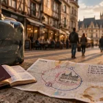 Hôtels dijon centre-ville : emplacement calme, rue piétonne et valise à Dijon