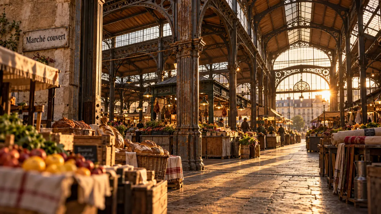 Les halles dijon : entrée du marché couvert