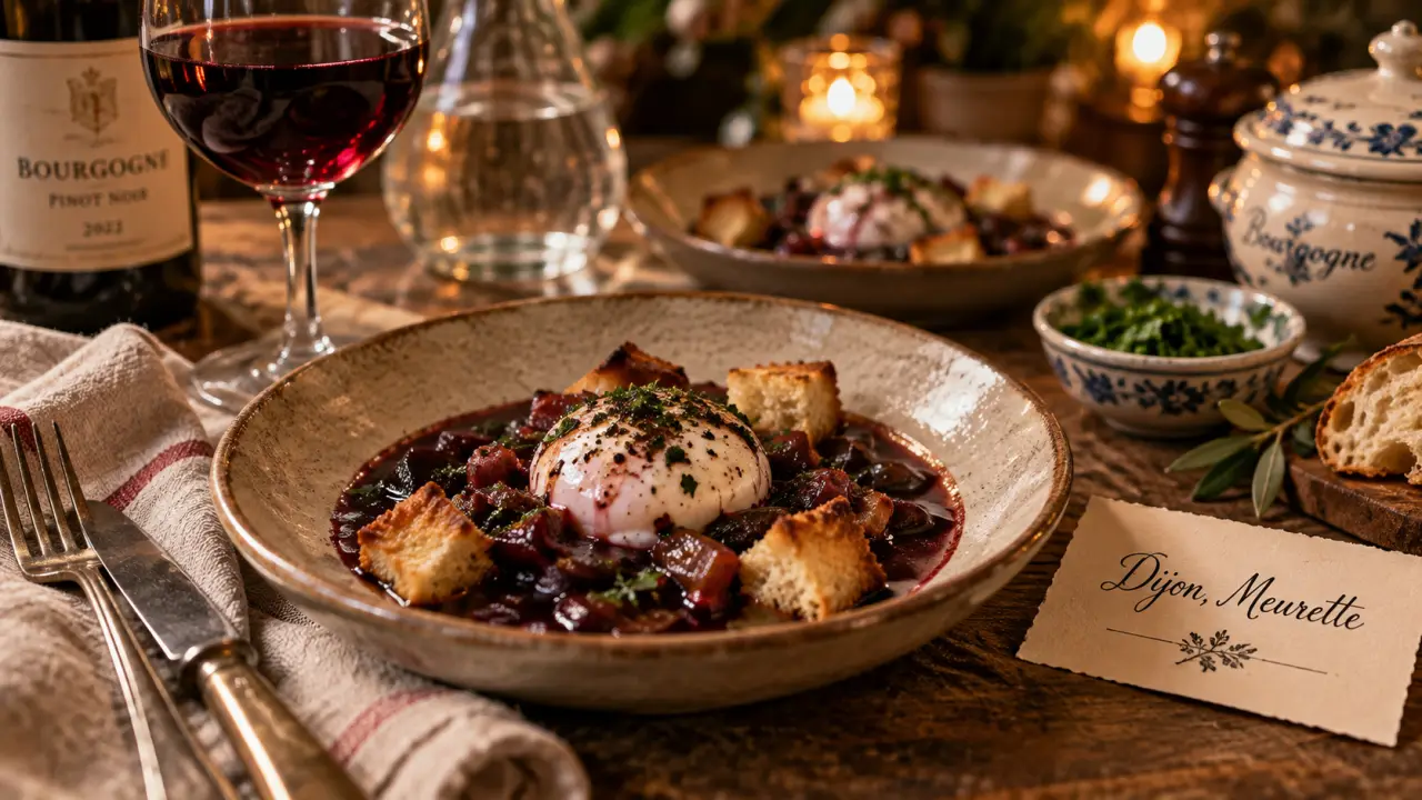 Meilleurs restaurants Dijon 2026, Dijon Meurette : œuf en meurette et vin rouge